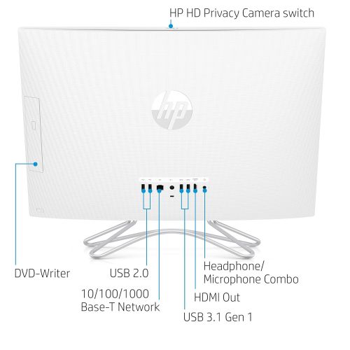 에이치피 HP 24-inch All-in-One Computer, Intel Pentium Silver J5005, 8GB RAM, 1TB Hard Drive, Windows 10 (24-f0010, White)