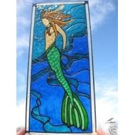 Windows2thesoul Mermaid in seaweed ocean nautical stained glass window