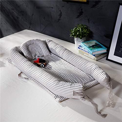  [아마존베스트]Windream Baby Bassinet Grey Striped-Baby Lounger Breathable, Washable, Portable and...