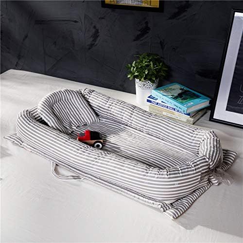  [아마존베스트]Windream Baby Bassinet Grey Striped-Baby Lounger Breathable, Washable, Portable and...