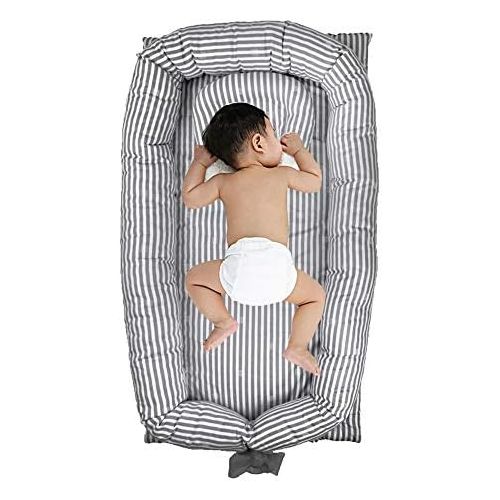  [아마존베스트]Windream Baby Bassinet Grey Striped-Baby Lounger Breathable, Washable, Portable and...