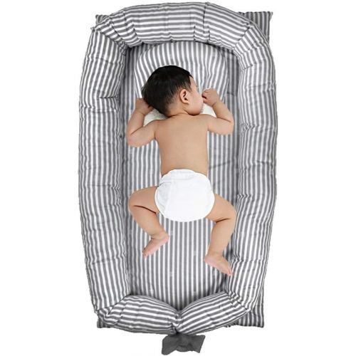  [아마존베스트]Windream Baby Bassinet Grey Striped-Baby Lounger Breathable, Washable, Portable and...