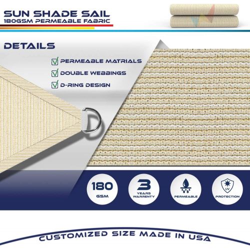  Windscreen4less 16 x 16 x 22.6 Triangle Sun Shade Sail - Beige Durable UV Shelter Canopy for Patio Outdoor Backyard - Custom