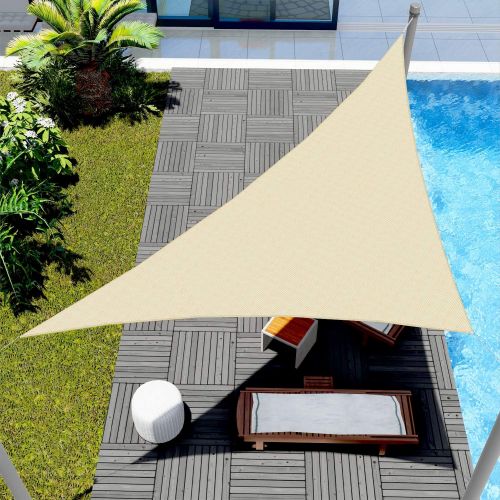  Windscreen4less 16 x 16 x 22.6 Triangle Sun Shade Sail - Beige Durable UV Shelter Canopy for Patio Outdoor Backyard - Custom