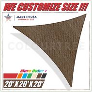 Windscreen4less ColourTree 20 x 20 x 20 Brown Sun Shade Sail Triangle Canopy, UV Resistant Heavy Duty Commercial Grade, We Make Custom Size