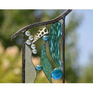 WindsongGlassStudio Large Stained Glass Beach Art, Yard Art, Beach Decor, Garden Sculpture, Garden Decor, Glass Garden Art, Ocean Treasures