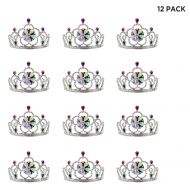 Windy City Novelties 12 Pack Jeweled Multi Colored Rhinestone Princess Tiaras