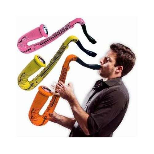  Windy City Novelties Inflatable Saxophones - 24 Multi-Color, 12 Pack