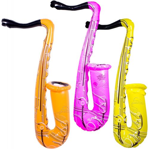  Windy City Novelties Inflatable Saxophones - 24 Multi-Color, 12 Pack