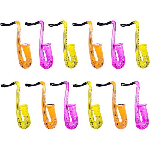  Windy City Novelties Inflatable Saxophones - 24 Multi-Color, 12 Pack