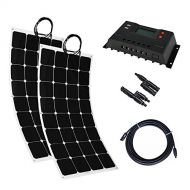 WindyNation MabelStar 200 Watt Solar System Kit / 2 Pcs Solar Panel Bendable Flexible Solar Panel With Solar Charge Controller Cable Battery Charger for for RV Boat Cabin Tent Car, Off-Grid