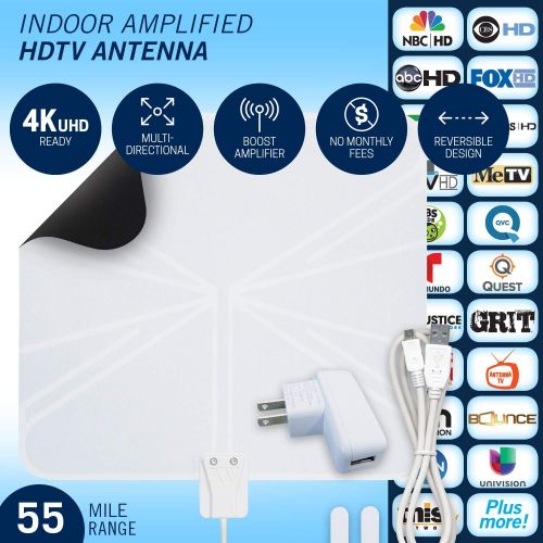  [아마존 핫딜]  [아마존핫딜]Winegard FL5500A FlatWave Amped Digital HD Indoor Amplified TV Antenna (4K Ready / ATSC 3.0 Ready / High-VHF / UHF), 50 Mile Long Range