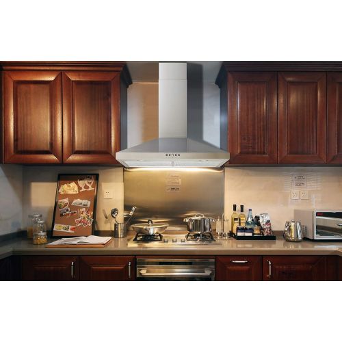  Winflo New 30 Convertible Stainless Steel Wall Mount Range Hood with Aluminum Mesh filter, Ultra bright LED lights and Push Button 3 Speed Control