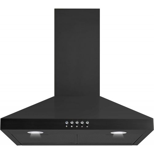  Winflo New 30 Convertible Black Color Wall Mount Range Hood with Aluminum Mesh filter, Ultra bright LED lights and Push Button 3 Speed Control