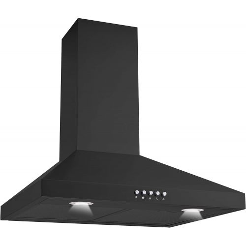  Winflo New 30 Convertible Black Color Wall Mount Range Hood with Aluminum Mesh filter, Ultra bright LED lights and Push Button 3 Speed Control