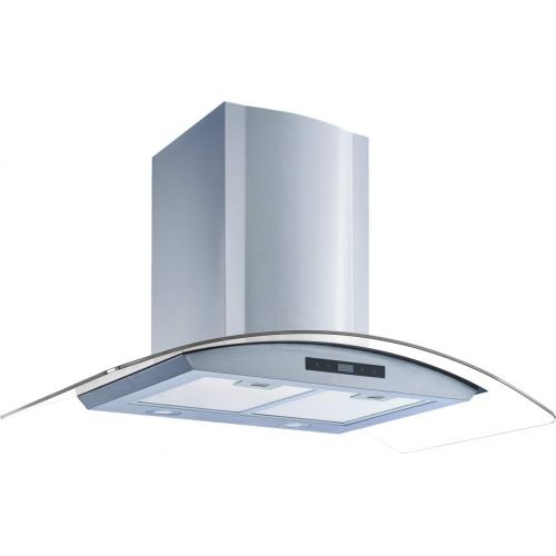  Winflo 30 Wall Mount Stainless SteelTempered Glass Convertible Kitchen Range Hood with 450 CFM Air Flow LED Display Touch Control, Aluminum Filters and LED Lights