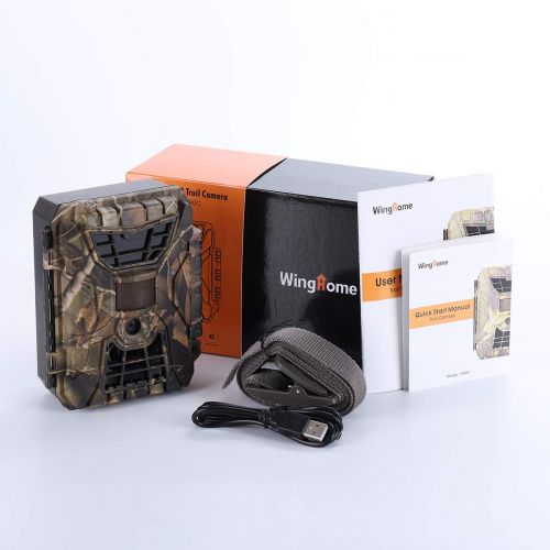  WingHome Trail Camera, 24MP 1080P Game Camera No Glow Infrared Night Camera for Wildlife Waterproof with Color LCD Display Motion Activated Camera for Wildlife Monitoring Photograp