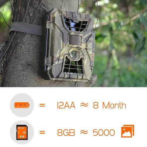  WingHome Trail Camera, 24MP 1080P Game Camera No Glow Infrared Night Camera for Wildlife Waterproof with Color LCD Display Motion Activated Camera for Wildlife Monitoring Photograp