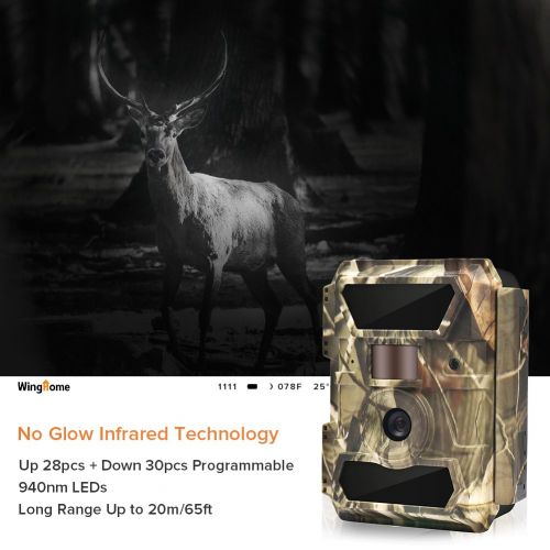  WingHome Trail Camera, 1080P 12M Night Cameras for Wildlife with Night Vision No Glow Infrared Outdoor Wildlife Camera Motion Activated Waterproof Hunting Camera for Home Backyard