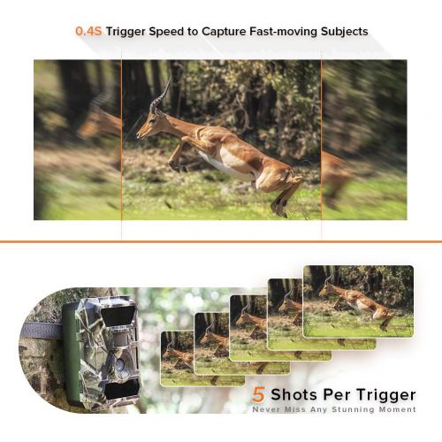  WingHome Trail Camera, 1080P 12M Night Cameras for Wildlife with Night Vision No Glow Infrared Outdoor Wildlife Camera Motion Activated Waterproof Hunting Camera for Home Backyard