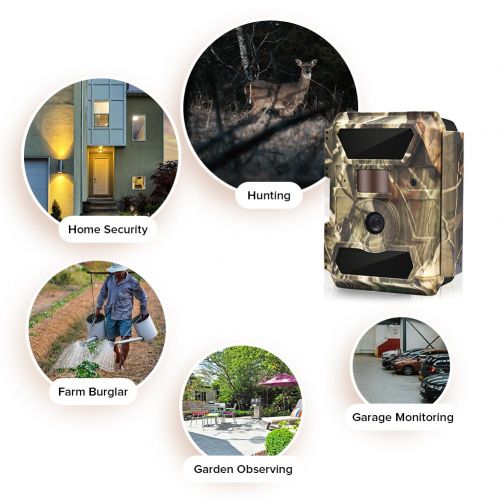  WingHome Trail Camera, 1080P 12M Night Cameras for Wildlife with Night Vision No Glow Infrared Outdoor Wildlife Camera Motion Activated Waterproof Hunting Camera for Home Backyard