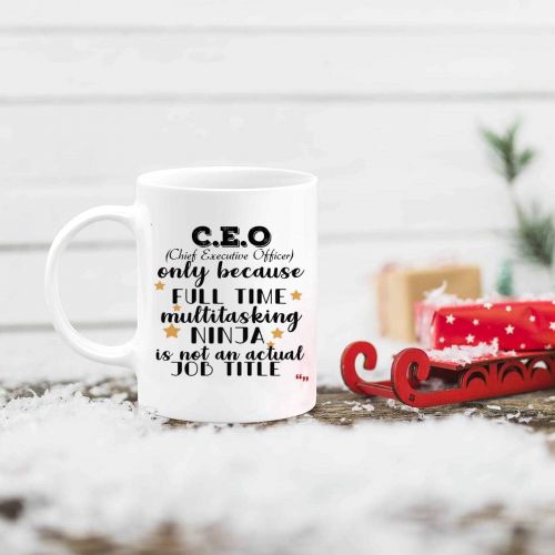  WingToday Funny Ninja Boss CEO Mug Coffee Cup Chief Executive Officer Men Women Gift Mugs - Bosses Founder President Chairman Leader Entrepreneur Birthday Gifts