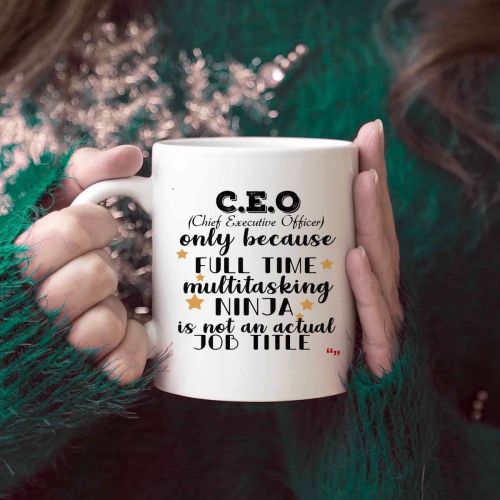  WingToday Funny Ninja Boss CEO Mug Coffee Cup Chief Executive Officer Men Women Gift Mugs - Bosses Founder President Chairman Leader Entrepreneur Birthday Gifts
