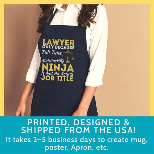  WingToday Lawyer Full Time Multitasking Ninja Funny Attorney T-Shirt Birthday - 1Size fits All Men Women Apron Workwear Aprons