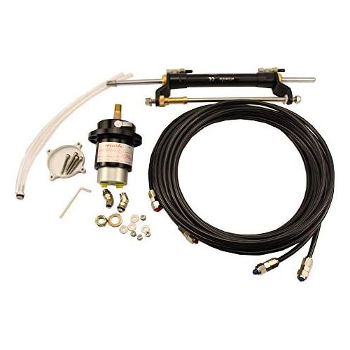  Woqi ZA0301 Outboard Hydraulic Steering Kit With Helm Pump, Hydraulic Cylinder and Tubing