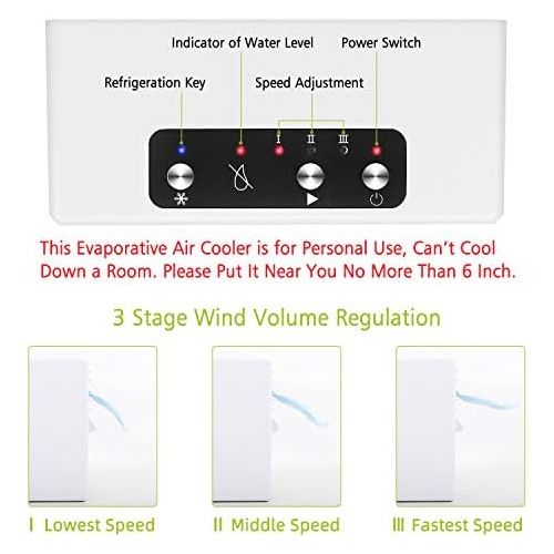  [아마존베스트]Winload Mini Air Cooler, 3 in 1 Personal Air Conditioner with Water Cooling, Humidifier, Air Purifier, Evaporative Cooler for Home and Office, white