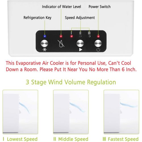  [아마존베스트]Winload Mini Air Cooler, 3 in 1 Personal Air Conditioner with Water Cooling, Humidifier, Air Purifier, Evaporative Cooler for Home and Office, white