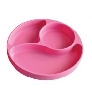 Winly New Silicone Divided Toddler Plates 3 Parts - Easy to Clean - Spill Proof Suction Plate for Baby, Kids, Children, Toddlers(Pink)