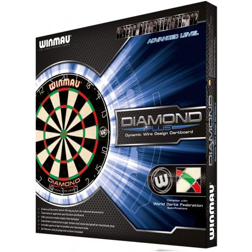  Winmau Diamond Plus Tournament Bristle Dartboard with Staple-Free Bullseye for Higher Scores and Fewer Bounce-Outs