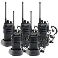 Winmoom Adult walkie talkies Rechargeable Long Range Two-Way Radios with Earpiece 5 Pack UHF 400-480Mhz Li-ion Battery and Charger Included