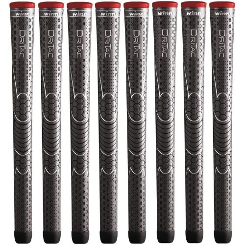  Winn Dri-Tac Standard Size Golf Grips - Set of 8, Dark Gray