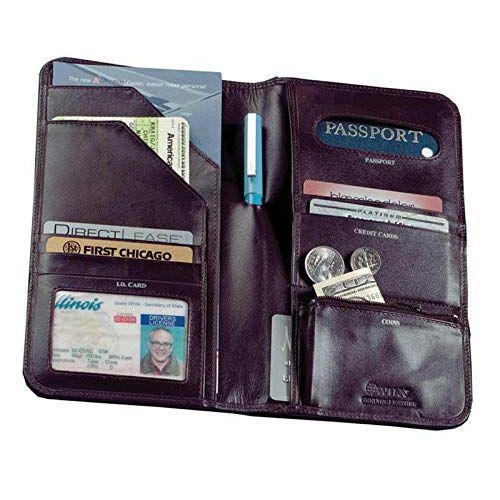  Winn International Cowhide Nappa Leather Passport Travel Organizer Color: Black, Closure: No Magnetic Snap