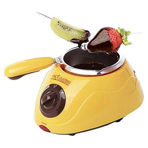  [아마존베스트]winnerruby Choco Fondue Set, Chocolatiere Electric Chocolate Melting Pot, Yellow/Pink