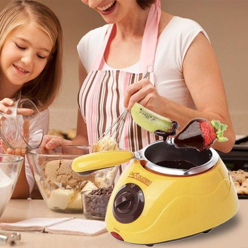  [아마존베스트]winnerruby Choco Fondue Set, Chocolatiere Electric Chocolate Melting Pot, Yellow/Pink