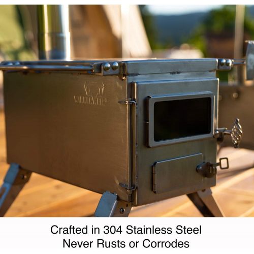  Winnerwell Nomad Medium Tent Stove | Tiny Portable Wood Burning Stove for Tents, Shelters, and Camping | 800 Cubic Inch Firebox | Precision Stainless Steel Construction | Includes