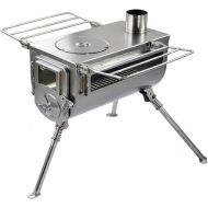 WINNERWELL Woodlander Double-View Medium Tent Stove Portable Wood Burning Tent Stove for Tents, Shelters, and Camping 800 Cubic Inch Firebox Stainless Steel Construction Includes C