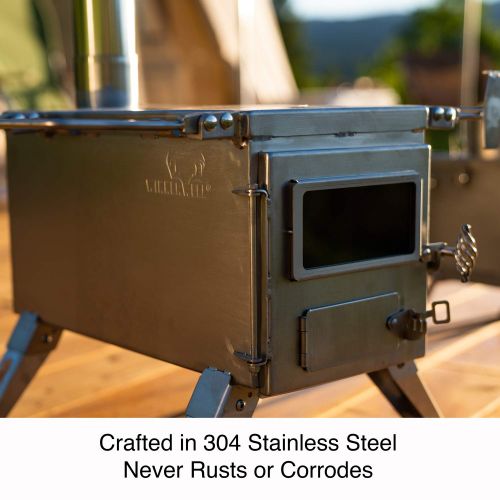  Winnerwell Nomad Medium Tent Stove | Tiny Portable Wood Burning Stove for Tents, Shelters, and Camping | 800 Cubic Inch Firebox | Precision Stainless Steel Construction | Includes