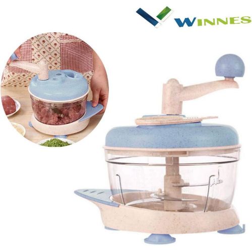  Winnes Multifunktions Manuelle Steuerung Fleischwolf, Haushalt Kuechenmaschine Gemuese Fleischwolf Hand Food Chopper Mixer Obst Knoblauch Cutter (Blau)