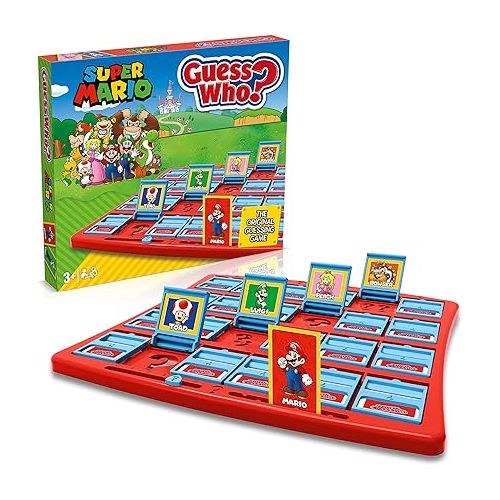  Winning Moves Super Mario Guess Who? Board Game, Play with Classic Nintendo Characters Including Mario, Luigi, Peach, Bowser, and Donkey Kong, Ages 6 and up, WM03076-EN1-6,Blue,Red