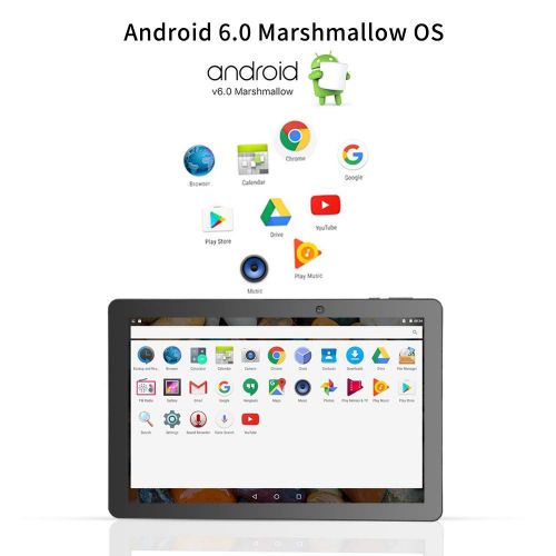  10.1 Inch Android WiFi Tablet  Winnovo VTab 2GB RAM+16GB Storage Quad Core Android 6.0 1280x800 HD IPS Touchscreen 2MP+5MP Dual Camera 6000mAh GPS Bluetooth Google Certified YouTu