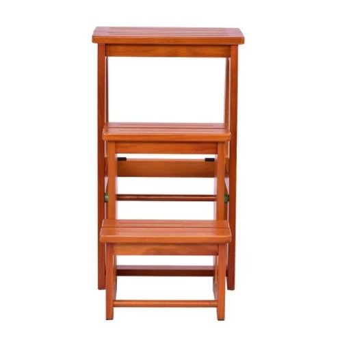  Winsome Costway Wood Step Stool Folding 3 Tier Ladder Chair Bench Seat Utility Multi-functional, Sturdy and Durable, Lightweight, Transportable, Ideal for Use in Kitchen, Office, Bathroom