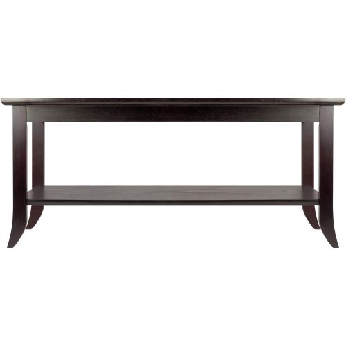  Winsome Genoa Rectangular Coffee Table with Glass Top And Shelf