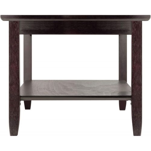  Winsome Genoa Rectangular Coffee Table with Glass Top And Shelf