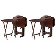 Winsome Wood 94577 Lucca 5 Piece Set TV Tables with Handle, 22.83 W x 25.79 H x 15.67 D, Brown (2 Sets)
