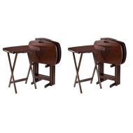 Winsome Wood 94577 Lucca 5 Piece Set TV Tables with Handle, 22.83 W x 25.79 H x 15.67 D, Brown (Pack of 2)