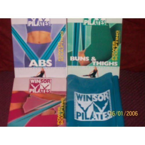  Winsor Pilates WINSOR PILATES 4 DVD SET (Includes 5 workouts!) + Resistance BAND: Bun & Thighs Power Sculpting DVD, Maximum Burn Basics & Fat Burning DVD, ABS Power Sculpting DVD, Power Sculpting